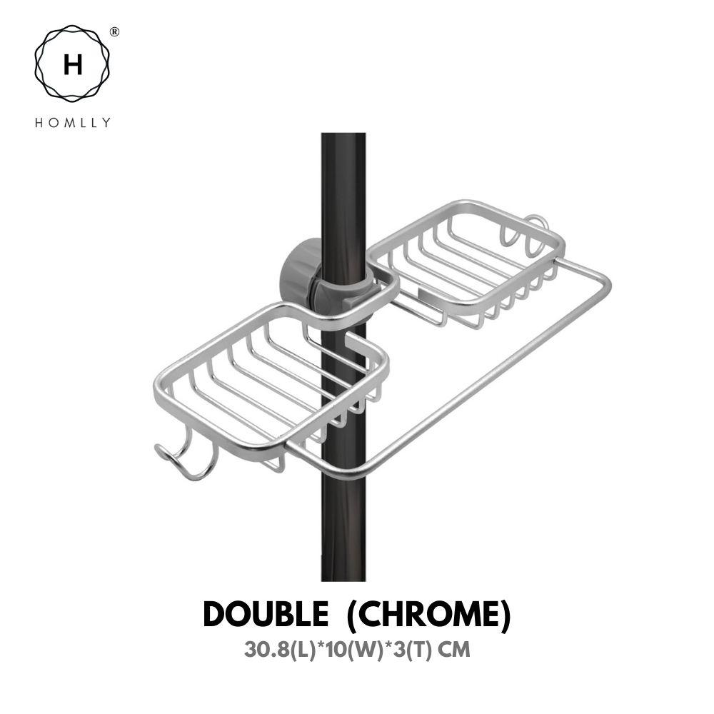 Homlly Aluminum Detachable Single Double Sponge Dish Cloth Facuet Tap Holder Shelf with Towel Hooks (X2PCS)