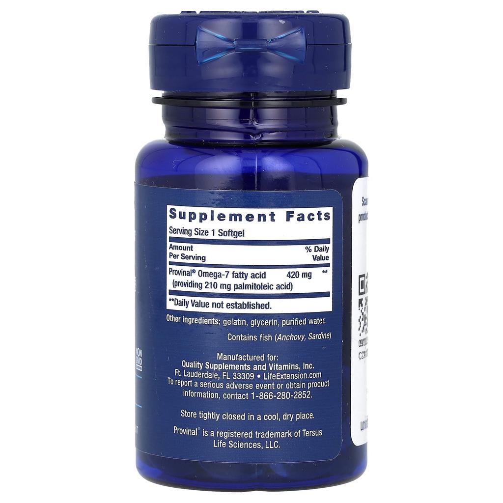 Provinal Purified Omega 7, 30 Softgels (420Mg Per Softgel)