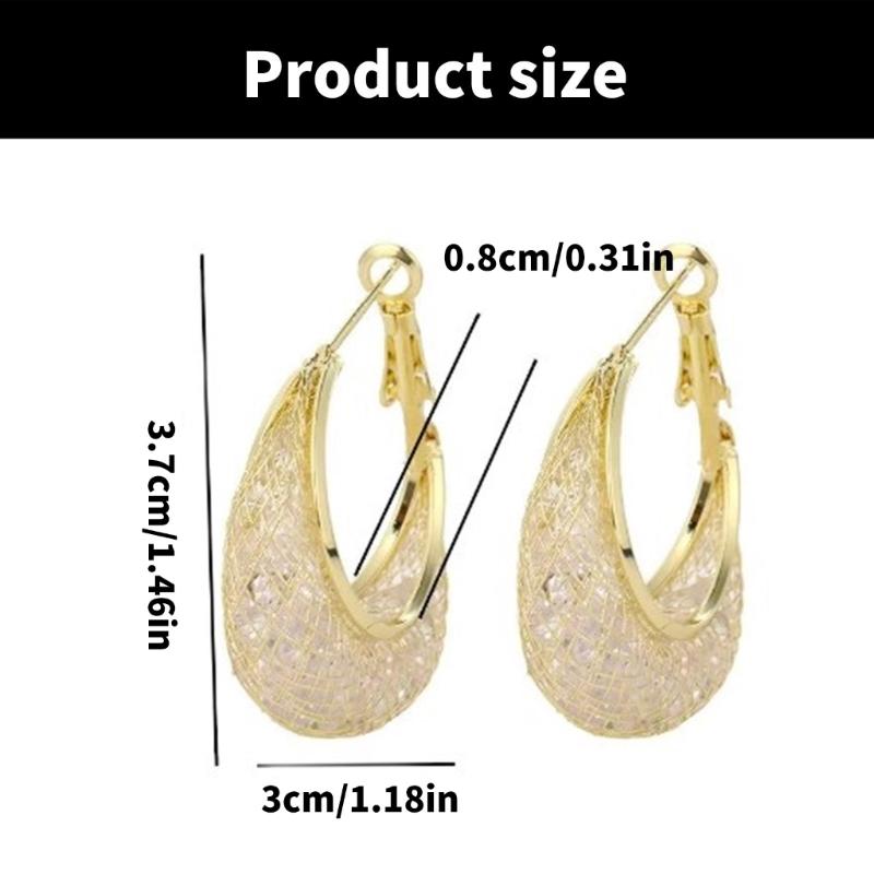 Stylish Sturdy Metal Hoop Earring with Intricate Cutout Designs Portable for Office Professionals and Casual Wearers