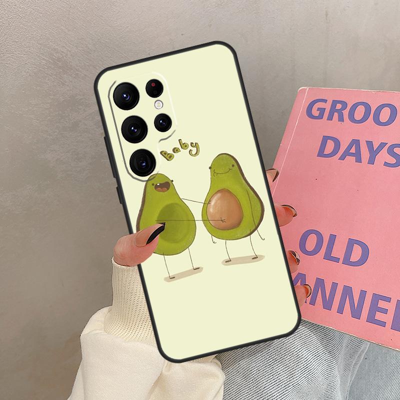 Cute Avocado Case For Samsung Galaxy S25 Ultra S20 S21 S22 S24 S23 Ultra S9 S10 Plus S25 FE Cover Coque