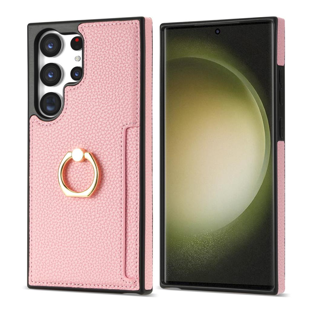 Leather Case For Samsung Galaxy S25 Edge S24 Ultra S23 Ultra S22 Plus S21 FE A54 A14 A53 A13 Ring Holder Cards Solt Phone Cover