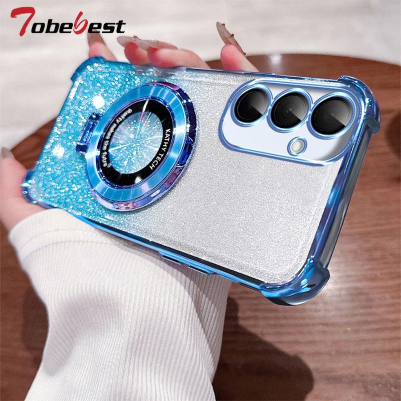 Shockproof Glitter Plating Case For Samsung Galaxy A17 A07 5G For Magnetic Phone Holder Soft Silicone Cover