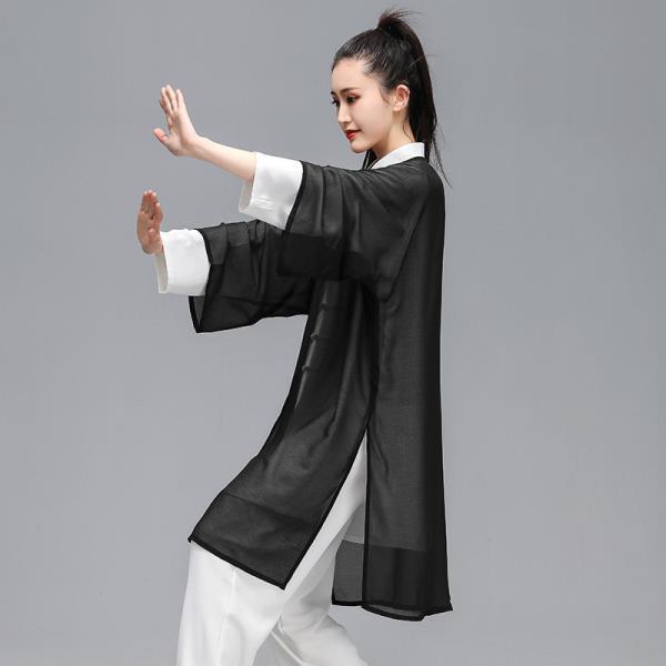 Ropa china de Tai Chi de alta calidad, mantillas de Kung Fu para mujeres y hombres, elegante capa de Wushu, capa de tul para actuaciones de danza.