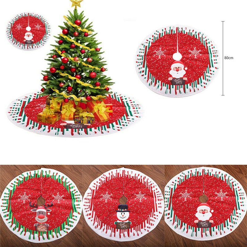 Weiche und bequeme 80 cm Weihnachtsbaumdecke mit Weihnachtsmann und Rentier
