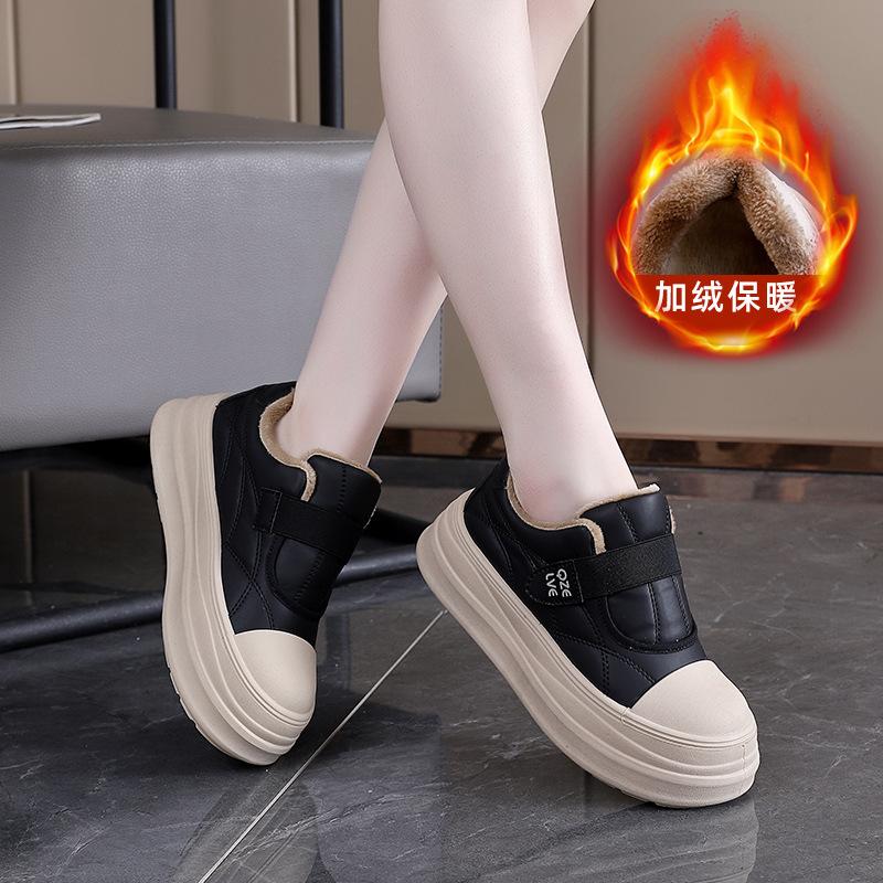

Women s thick-soled winter lace-up fur one lightweight warm anti-cold padded snow boots non-slip wear casual sneakers cotton boots board shoes 40 чёрный