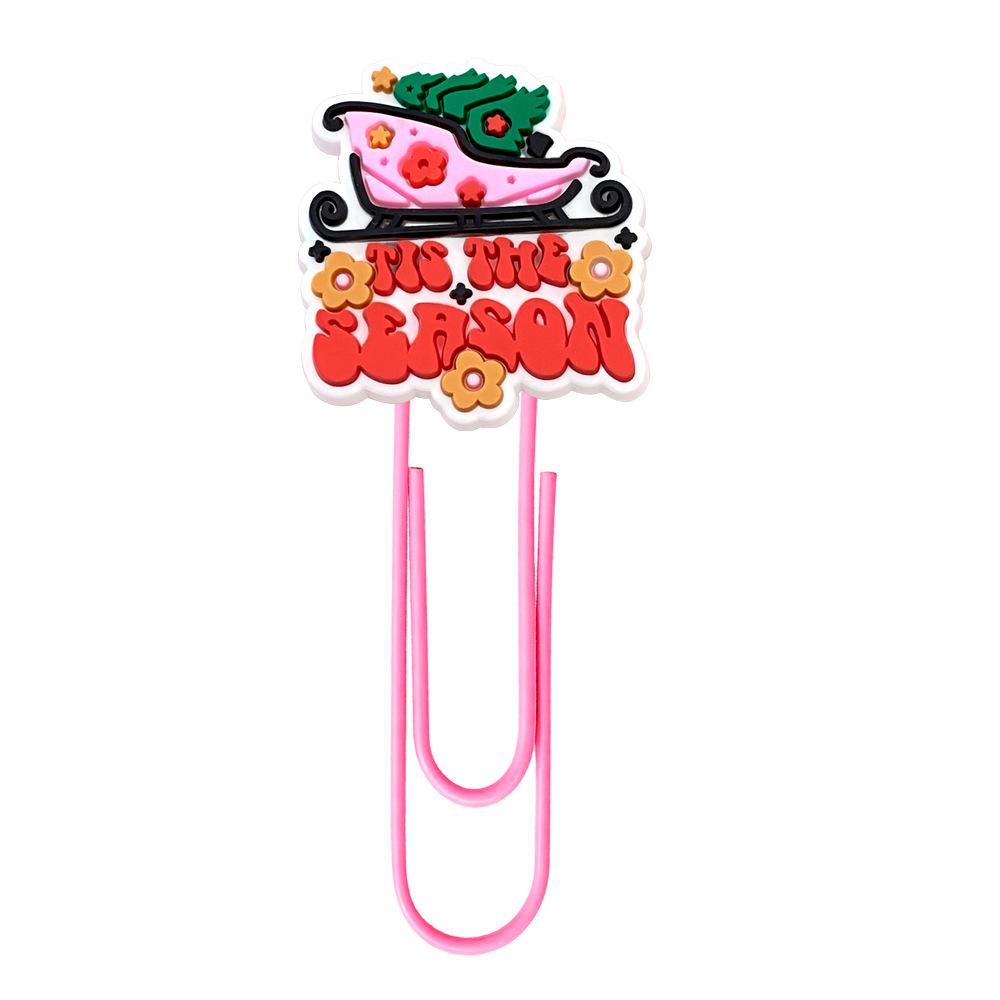 Pink Cartoon Christmas Bookmark Clips - Cute, Large, Colored Page Markers for Office Supplies