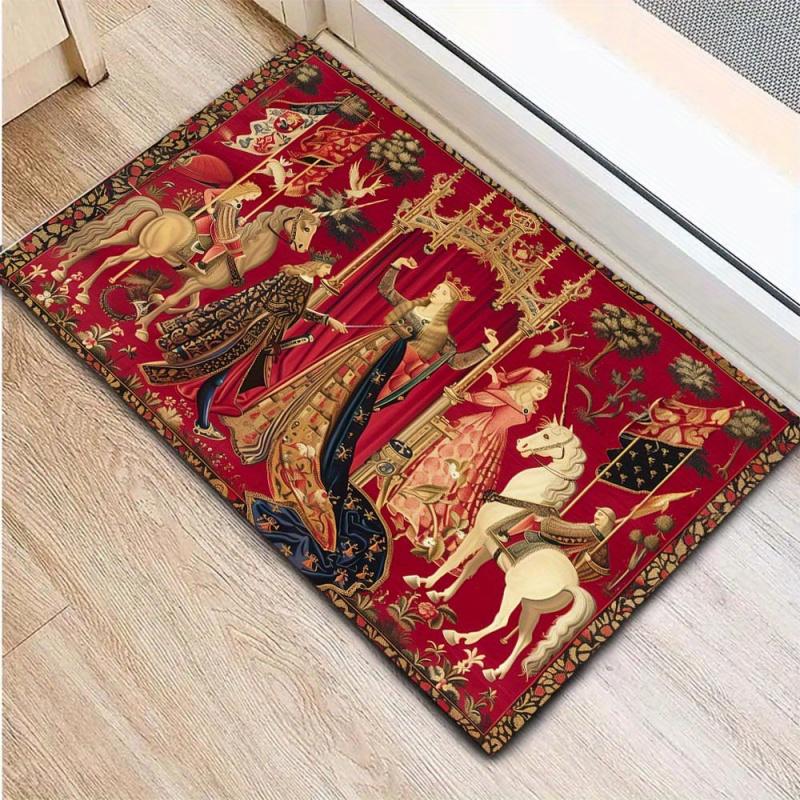 VIKAMA French Country-Style Patterned Rug Soft And Comfortable Office Chair Rug Living Room & Bedroom Decorative Rug Home Decor