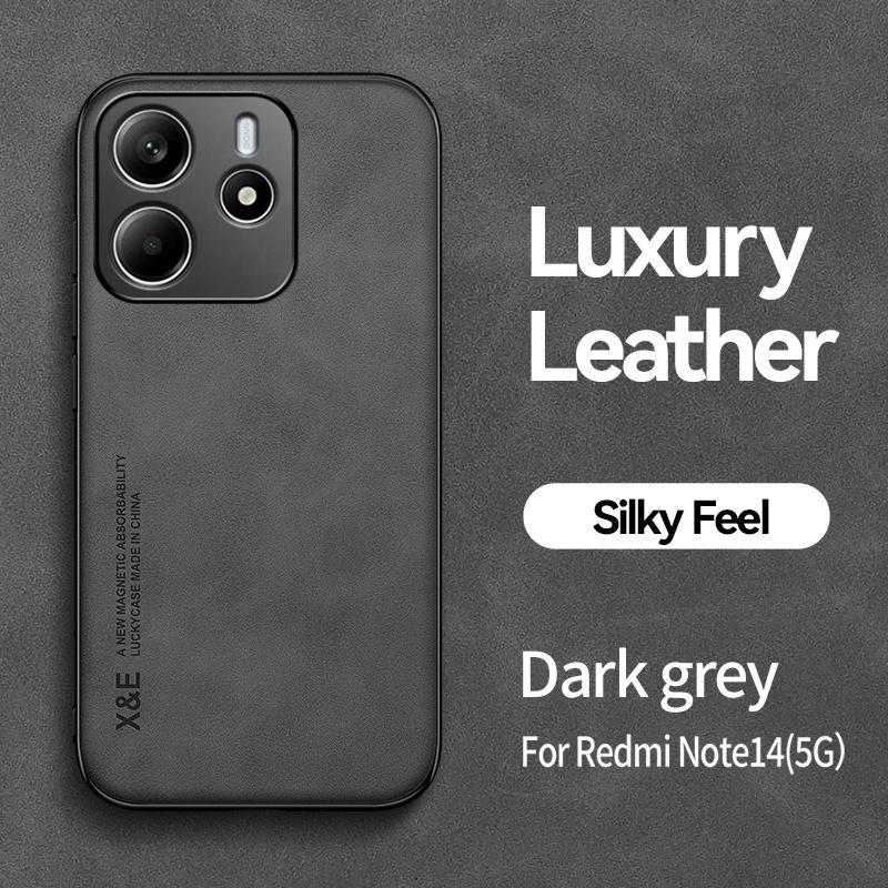 Funda For Xiaomi Redmi Note 14 5G Case Car Magnetic Holder Leather Back Cover For Redmy Note14 5G Soft Silicone Shockproof Coque
