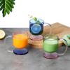 Floating Effect Glass Mug Heat Shock Resistant With Comfort Handle and Base Coffee Beverage Cup For Office Home Use