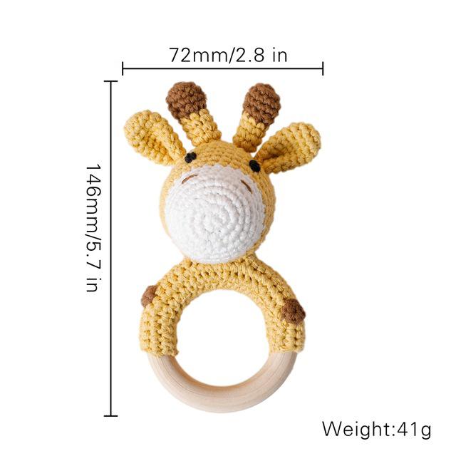

Baby Crochet Animal Rattle Wooden Toys for Children BPA Free Wood Rattle Baby Teether Stroller Game Educational Toy Newborn Gift жирафовый