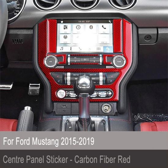 6pcs Red Carbon Fiber Car Front Center Screen Panel Cover For Mustang 2015-