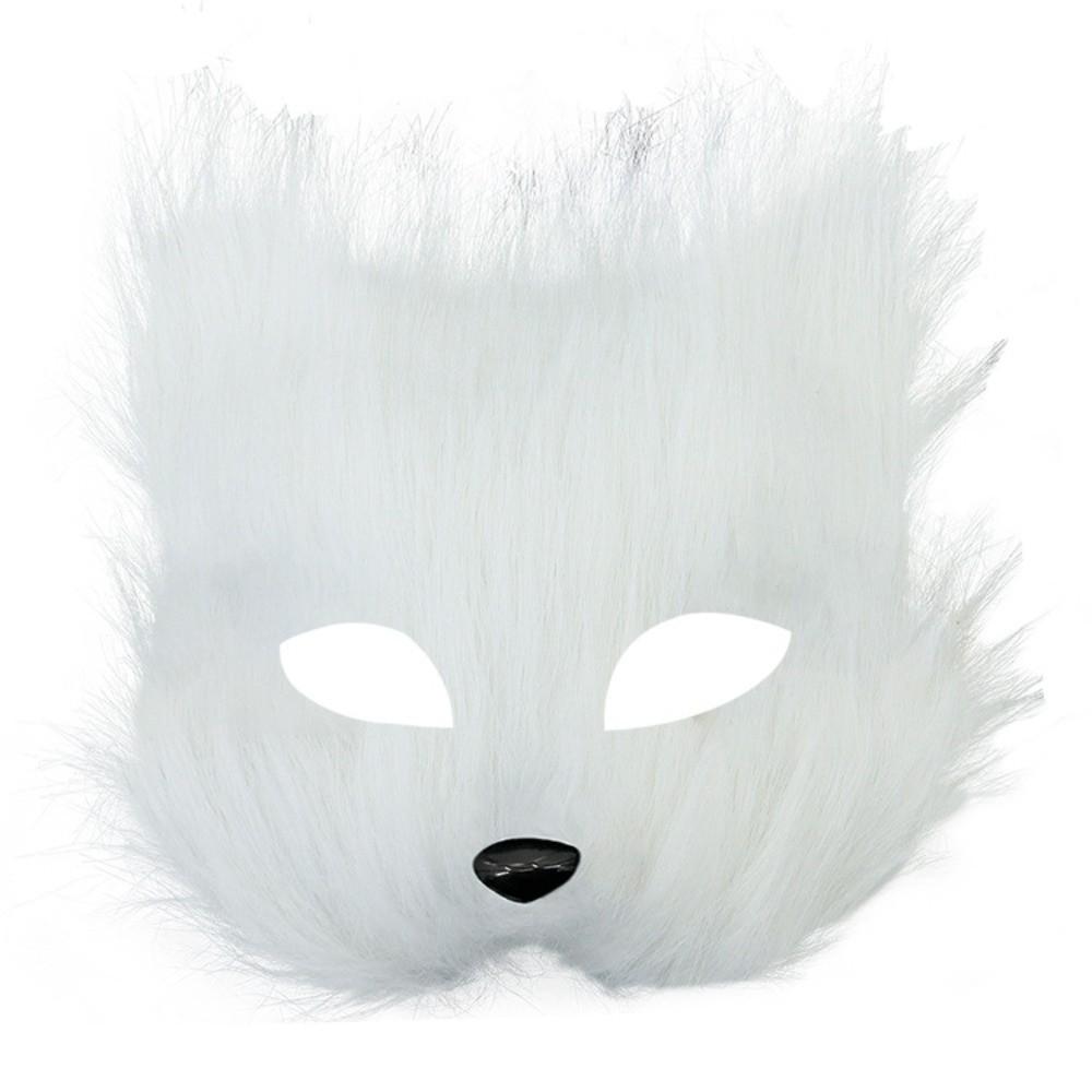Funny Realistic Plush Cat Mask Cartoon Long Furry Half Face Mask Halloween Decoration Animal Masquerade Mask Christmas