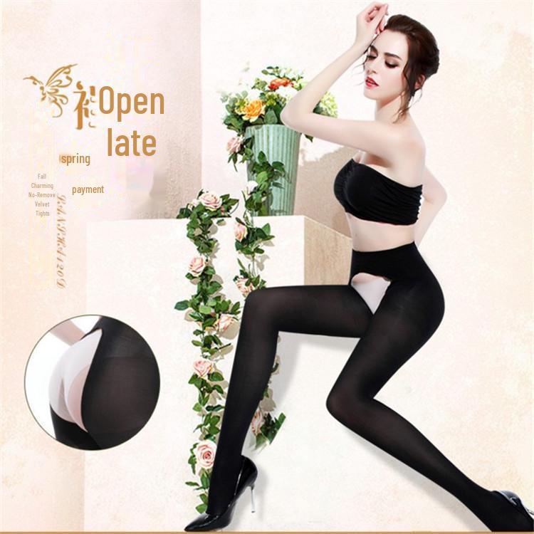 Spring and Summer Thin Velvet Leggings for Women with Anti-snagging Design, Easy To Take Off, Sexy Open-crotch Style.