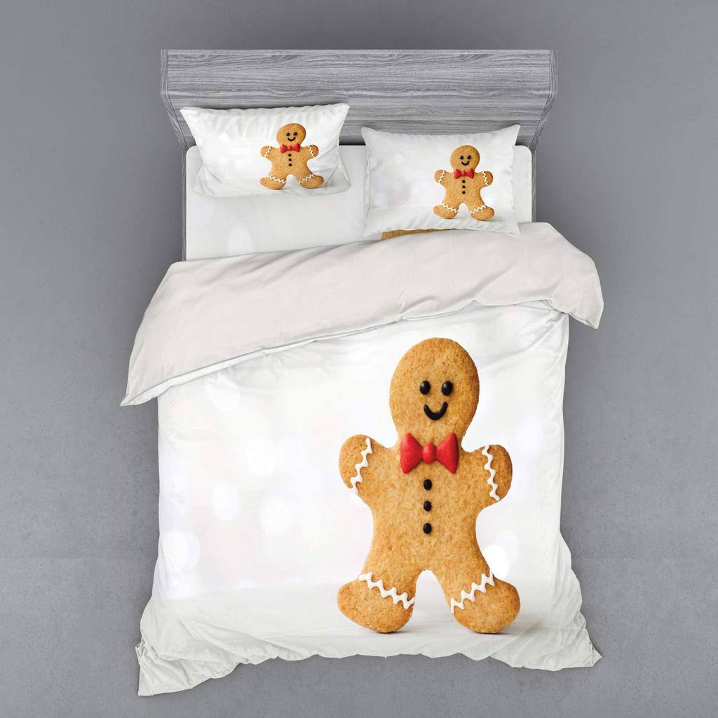 Gingerbread Duvet Cover Sets for Kids Queen Quilt Covers Lightweight Down Bedroom Decor 2 Pillowcases 1 Duvet Cover No Comforter