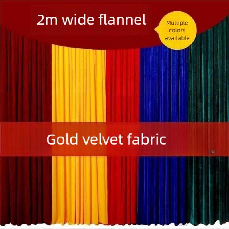 1.6M/2M Wide Golden Velvet Fabric Thick Soft Velvet Fabric for Curtains, Tablecloths, Stage Drapes, and DIY Decorations