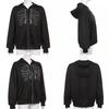 Y2K Rhinestone Skeleton Zip Up Oversized Sweatshirts Summer Goth Hoodies Women Grunge Hooded Jacket Streetwear Retro Clothe