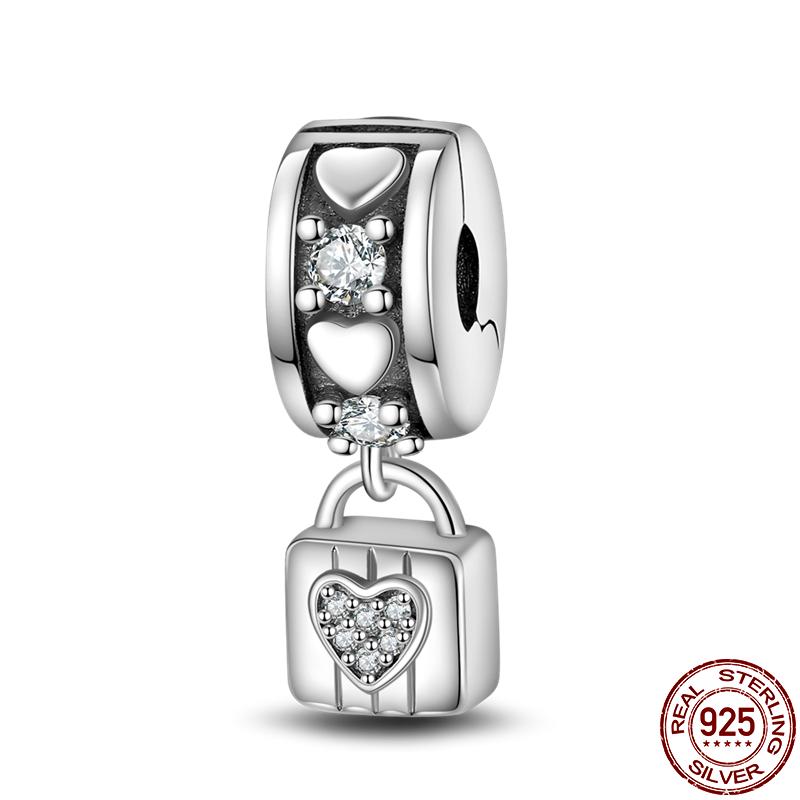 Fit Original 3Mm Bracelet Copper Love Lock Safety Buckle Charms Diy Beads For Women Birthday Fine Jewelry Gift