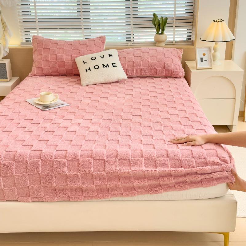 2025New Thickened Warm Bed Sheet Single Piece Autumn Winter Coral Fleece Bed Sheet Taffeta Mattress Protector