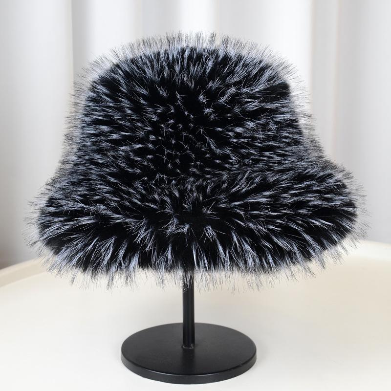 2025 New Cross-border Imitation Fox Hair Warm Fashion Fisherman Mongolian Hat Show Face Small Fur Hat Foreign Trade Fur