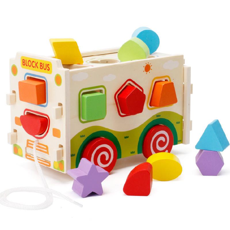 Wooden Shape Sorting Learning Box Children Educational Interactive Festival Gift