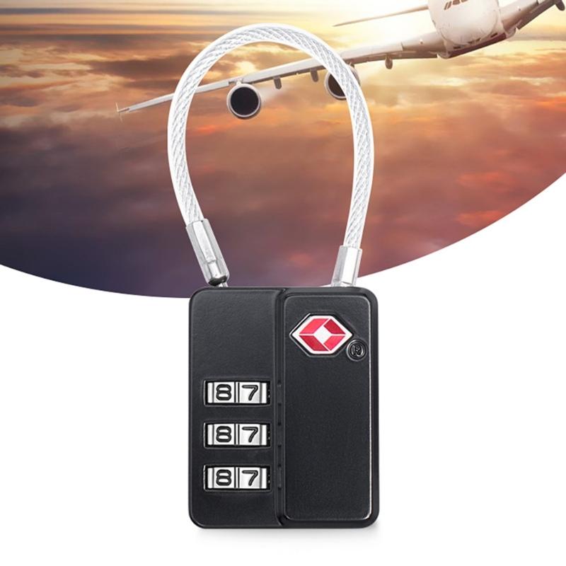 Customs Lock Luggage Lock Suitcase Lock Password Lock Travel Lock Practical Combination Padlock with Steel Cable