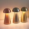 Retro Small Mushroom Table Lamp Dimmable Touch Switch LED Desk Lamp USB Techargeable Wireless Night Light for Bedroom Decor