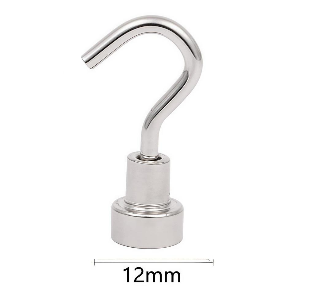 Neodymium Iron Boron Magnetic Hook: Strong, Round, No-Drill Refrigerator Magnet.