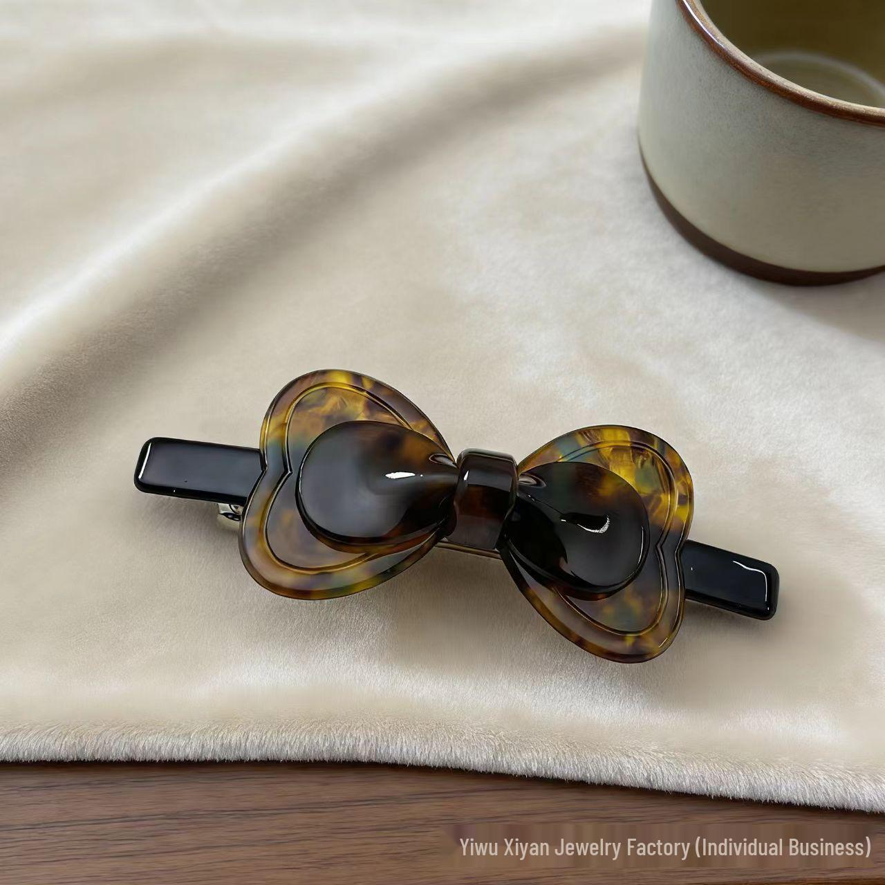 High-End Versatile Girly Bow Acetate Hair Clip for Half-Up Hairstyles Acetate озерно-синий кофейный