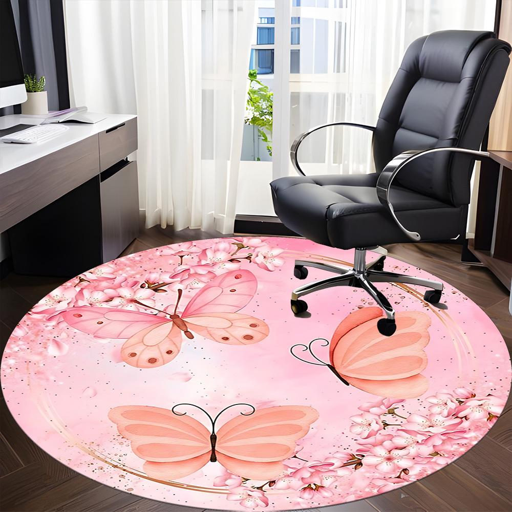 1pc Butterflies Flowers Carpet for Office, Non-slip, Soft and Durable Office Rug, Perfect for Office yy260128025