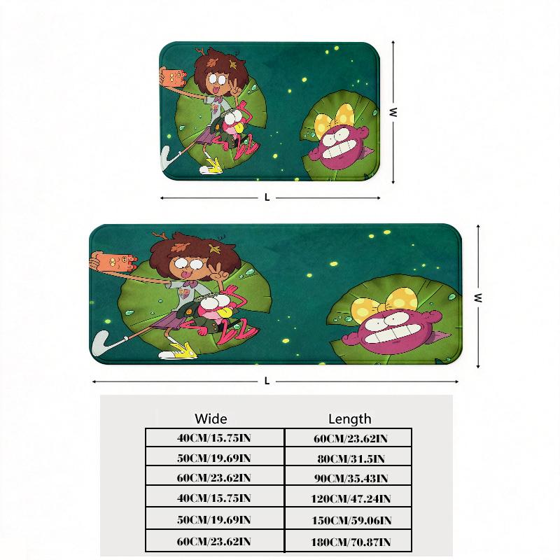 Amphibia Print Flannel Kitchen Mat Christmas Soft Area Rug Non Slip Floor Carpet Home Decoration