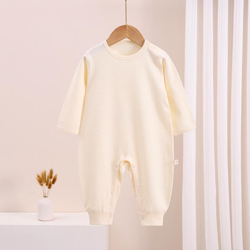 Baby Pure Cotton Romper: Spring & Autumn Style with Shoulder Snaps