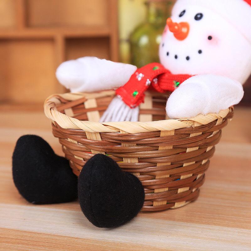Christmas Home Table Decoration Elk Snowman Santa Claus Candy Basket Food Rack Kids Gift Navidad 2025 New Year Home Party Decors