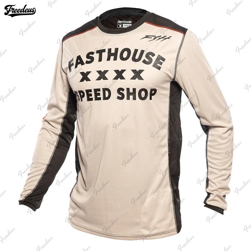 FASTHOUSE Camouflage Langarm Mountainbike Trikot Trail Riding Atmungsaktives Netz Radtrikot Herren