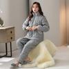 Pajamas Women'S Winter Three-Layer Thickened Fleece Woven Cotton Padded Autumn And Winter Coral Fleece Outer Wear Warm Loungewear