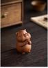 Charming Lucky Cat Purple Clay Tea Pet for Home or Office Decor