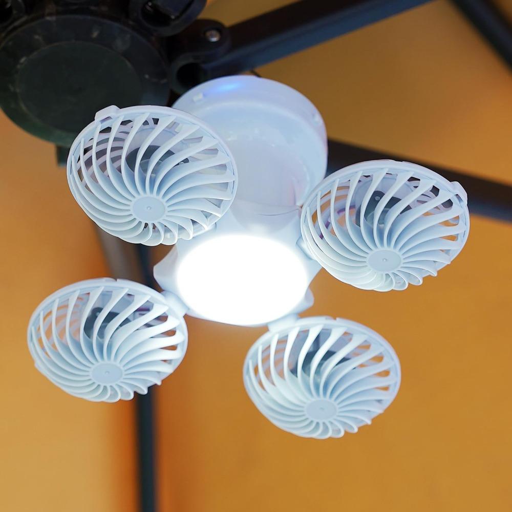 New Football Solar Fan Light Rechargeable Wall Mounted Foldable Fan Light LED Bulb Portable Camping Lamp Outdoor