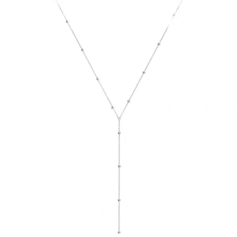 Stainless steel long fringed necklace female simple temperament niche light luxury collarbone chain accessories female