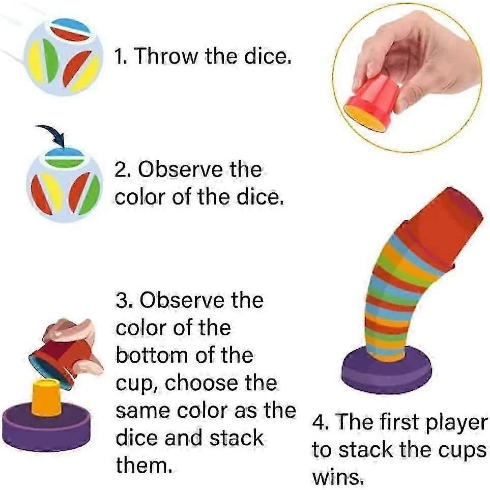 Tabletop Competitive Cup Stacking Game, Color Stacking Challenge Game, Speed Cup