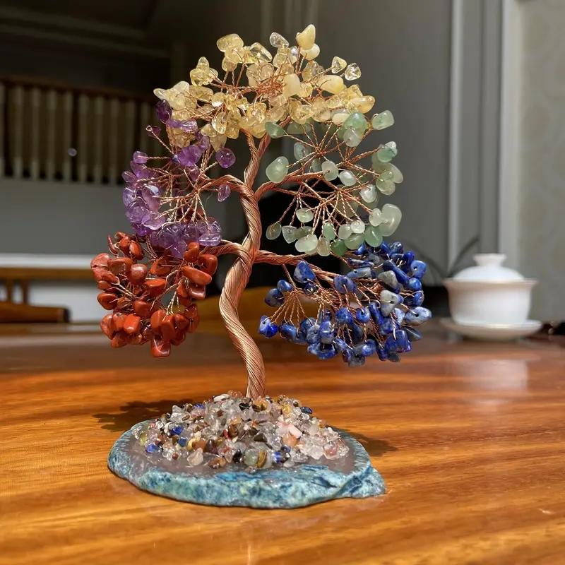 Vintage Gemstone Bonsai Tree with Mixed Crystal Stones Chakra Healing Feng Shui Decorative Tree Positive Energy Crystal Tree