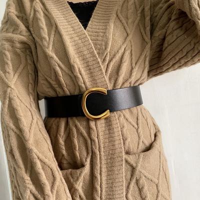 Wide Belt Women'S Horseshoe Buckle Fashion Decorative Skirt Waist Seal With Suit Coat Waist Retro Belt