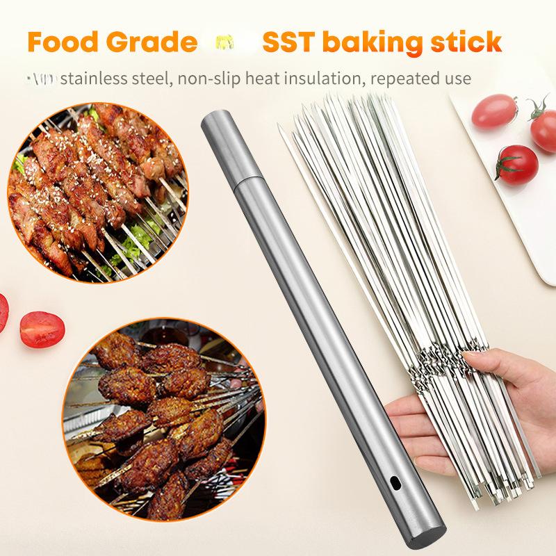 10/20Pcs Stainless Steel Barbecue Skewer Reusable BBQ Skewers Kebab Iron Stick For Outdoor Camping Picnic Tools Cooking Tools