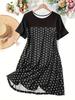 New Spring Summer Polka Dot Crew Neck Short Sleeve Nightdress Comfortable Dress Women's Clothing
