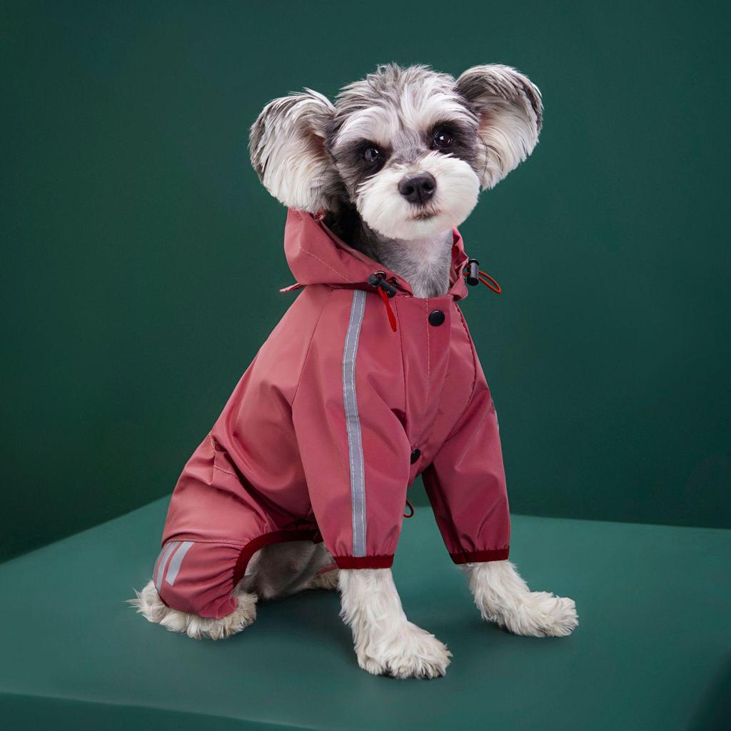 Waterproof Full-Coverage Dog Raincoat for Small & Medium Breeds - Four-Legged Design for Teddy & Pomeranian