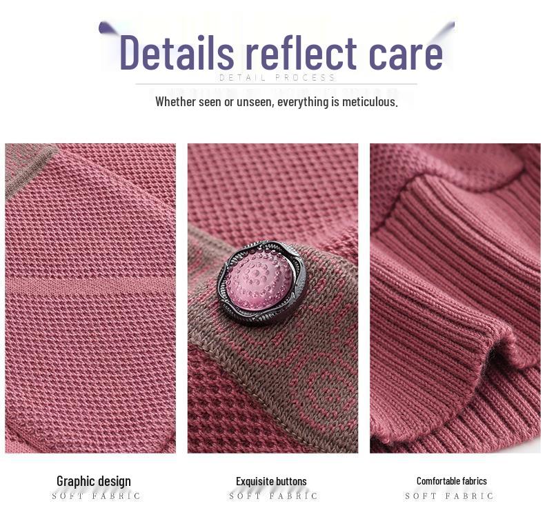 Damen Plus Samt Strickjacke - Verdickte Frühling & Herbst Jacke für Mittelalte und Ältere