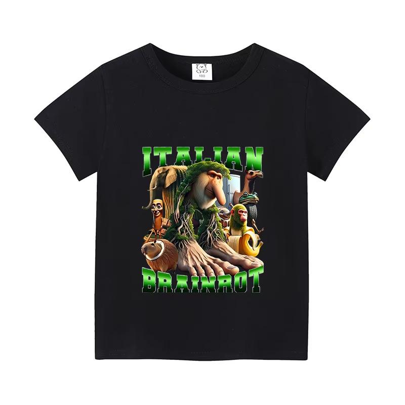 Italy Brain Rot Funny Animal Kids' Cotton T-Shirt - Cappuccino Assassin Short Sleeve