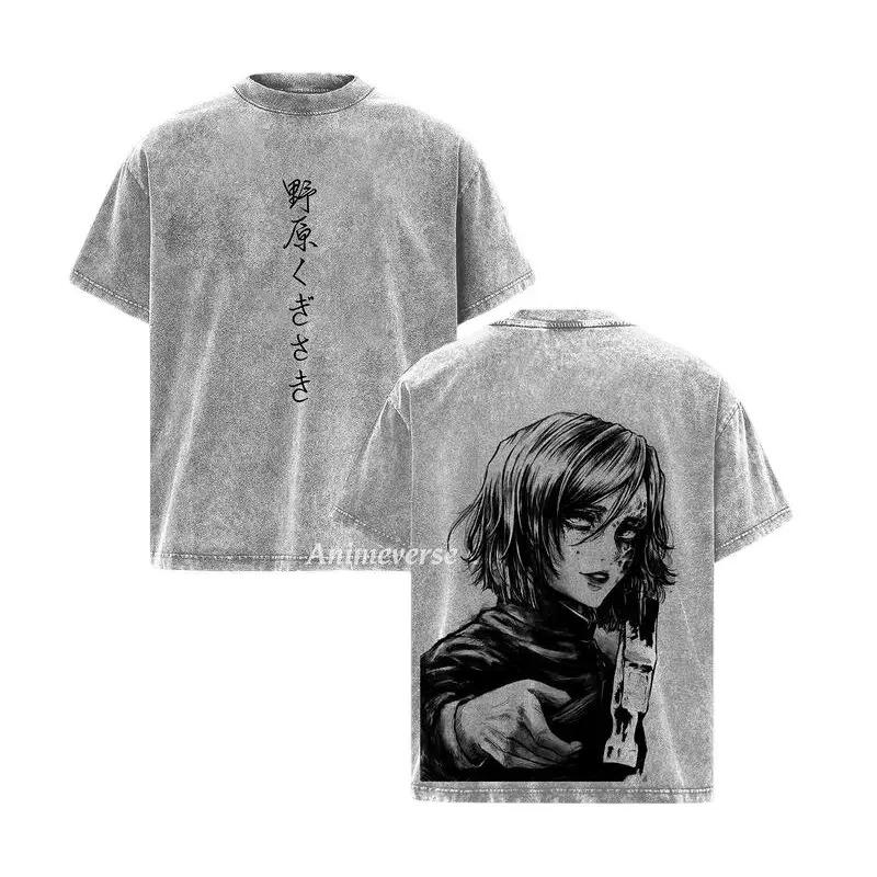 

2025 Anime Jujutsu Kaisen Nohara Kikunosuke Graphic T-shirt Washed Oversized T Shirt Men Women Clothing Cotton Short Sleeve Tees XXL