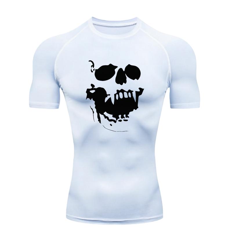 Skeleton Men's Sports T-Shirt Training Gym Jogging Running Workout Compression Rashgard Tops Tee Quick Dry Short Sleeve T Shirt