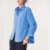 Spring 2026 Women's Versatile Long Sleeve Lapel Shirt - Front Short, Back Long, Loose Fit, Solid Color