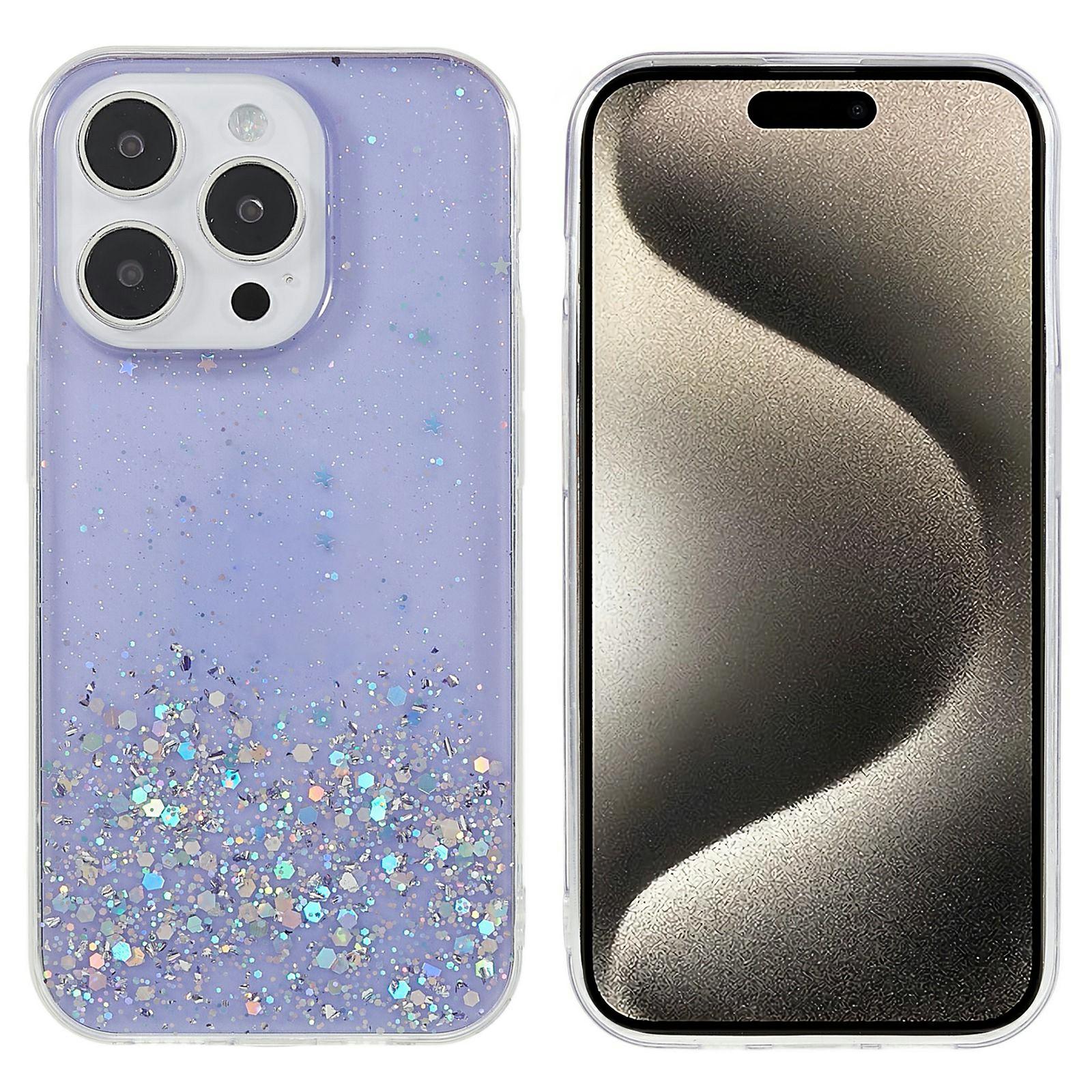 For iPhone 16 Pro Case Starry Sky Sparkle Epoxy Anti-Drop TPU Phone Cover B
