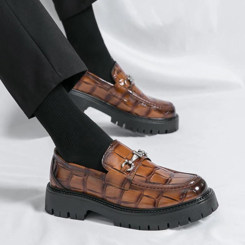 Luxury Brand Men Business Dress Shoes Casual Outdoor Walking Office Loafers Summer Thick Bottom Casual Leather Lazy Driving Shoe